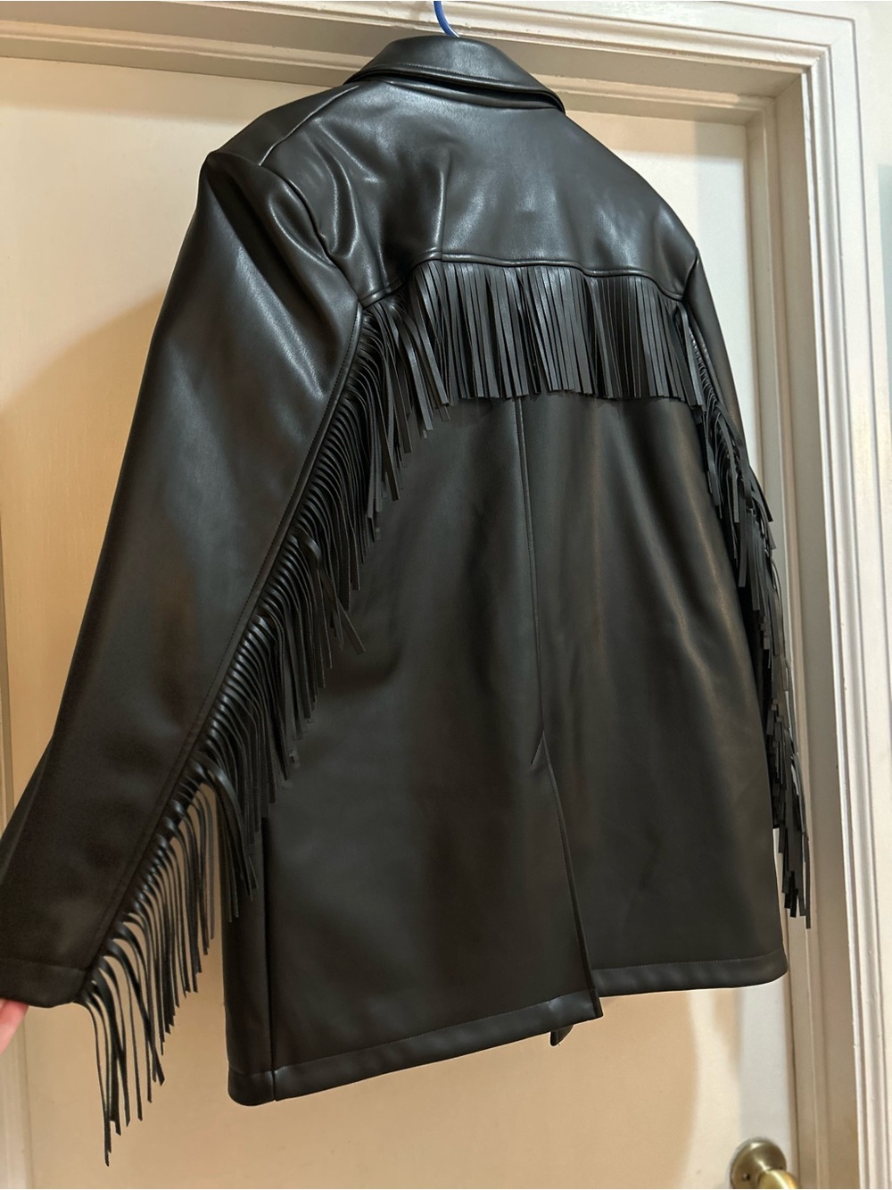 Nasty Gal Fringed Black Faux-Leather Jacket